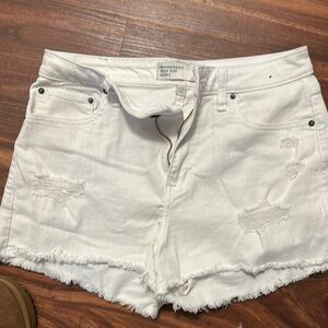 White Distressed Denim Shorts